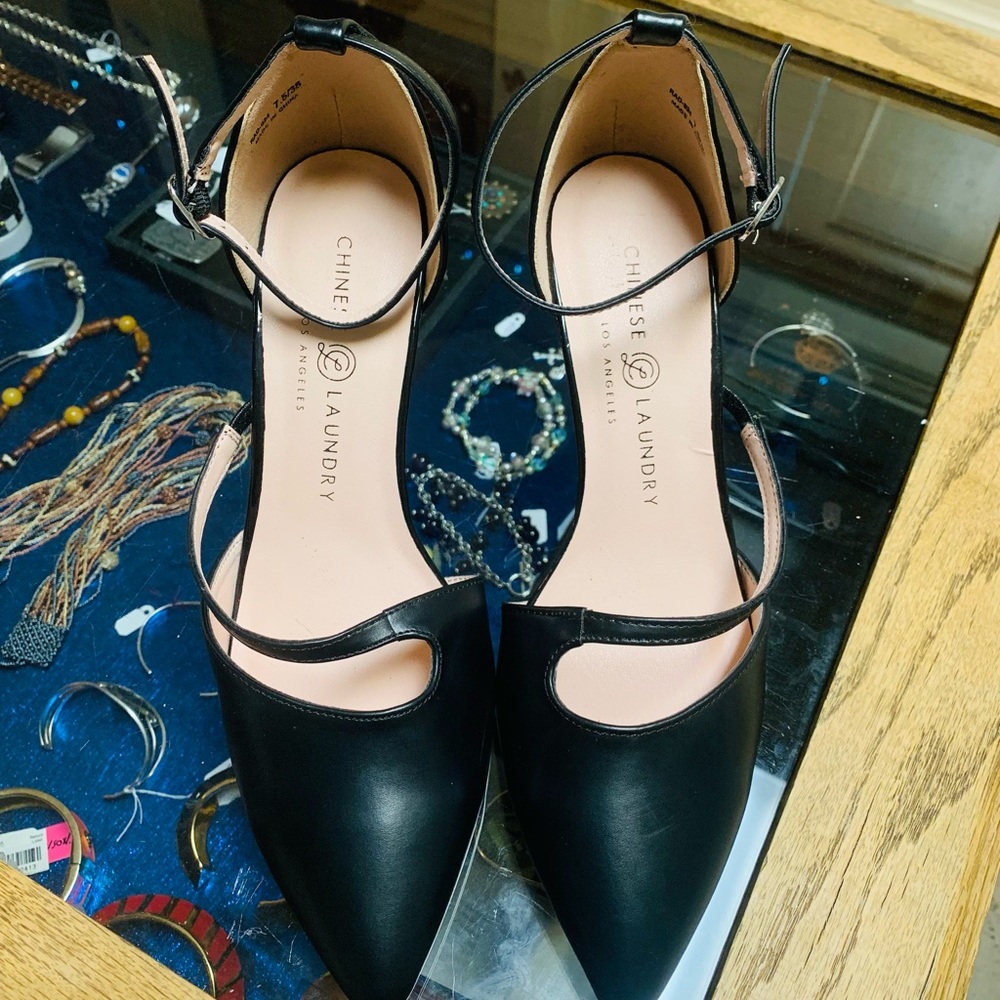 Black Chinese Laundry Ankle Strap Heels
